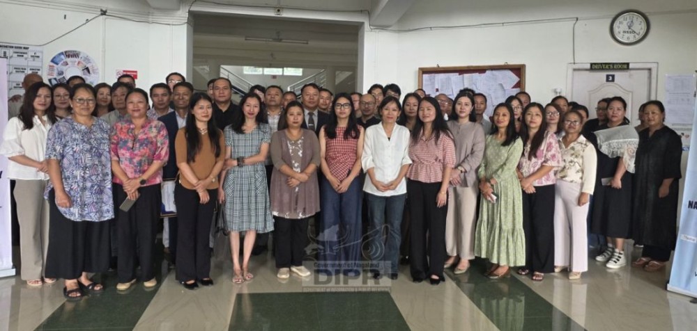 Director of Economics & Statistics Neidilhou Keditsu with officers and staff during the observance of 20th National Statistics Day at Directorate of Economics and Statistics Kohima on June 30. (DIPR Photo)